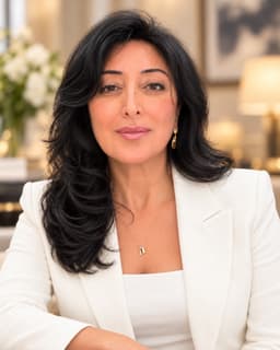 Veronica Yeary sonriendo, con saco blanco