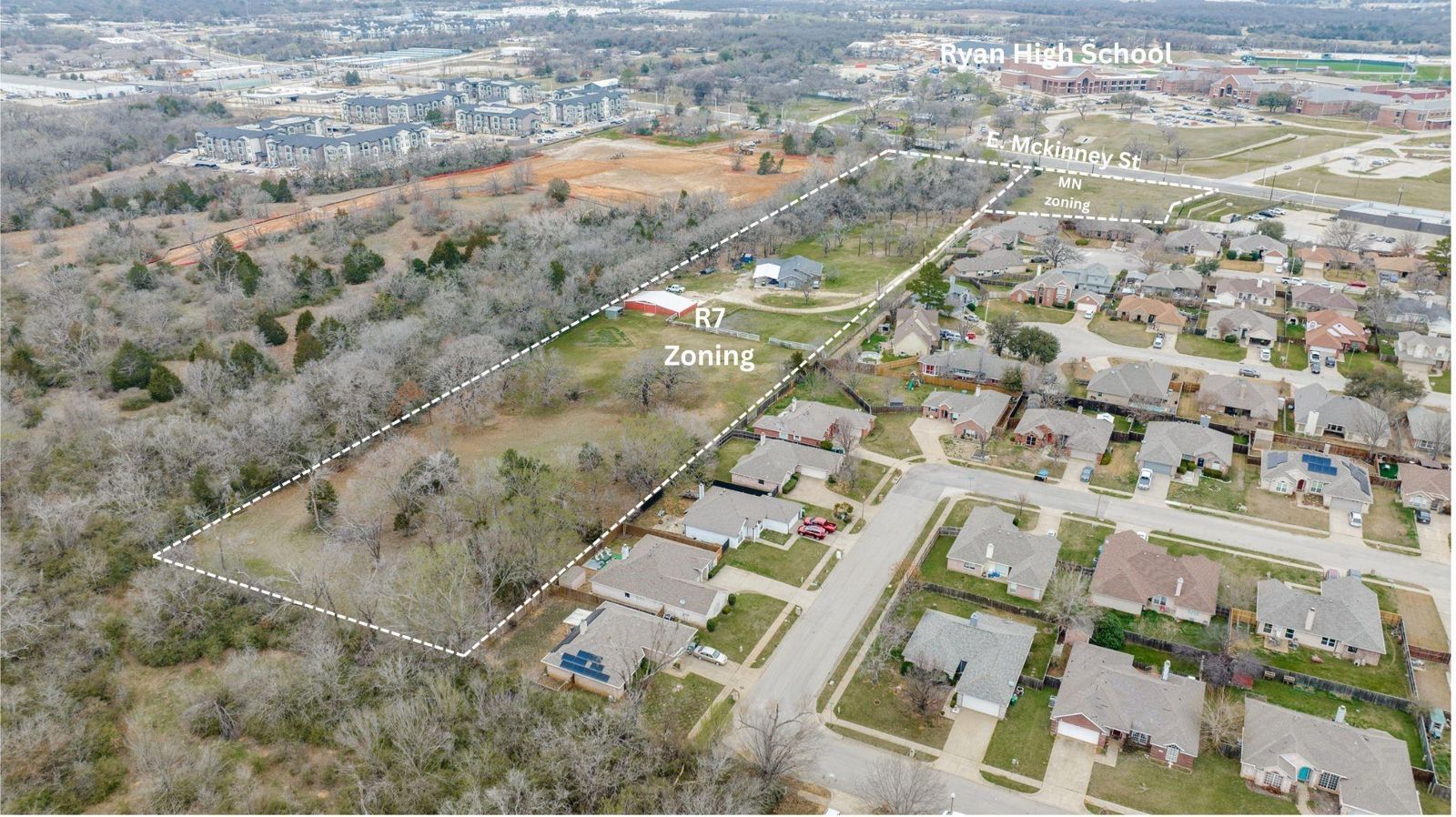 The R7 parcel from the air, with Ryan High School in the background